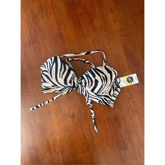 Shade & Shore Other - NWT Shade & Shore neutral multi colored zebra print bikini top size 36 B